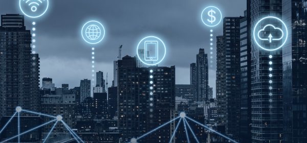 Futuristic smart city with 5G global network technology