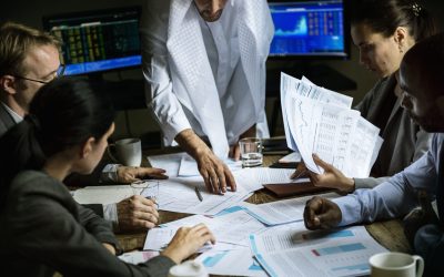 Group of business people working together in a meeting room